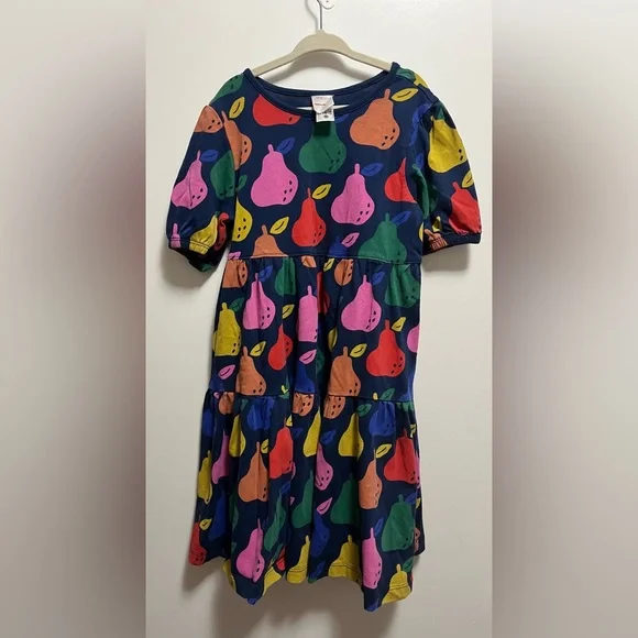 Hanna Andersson Pear Print Twirly Dress Kids Size 6-7 - Picture 1 of 6